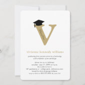 モノグラムクラシックアルファベットV写真卒業パーティー 招待状 (正面)