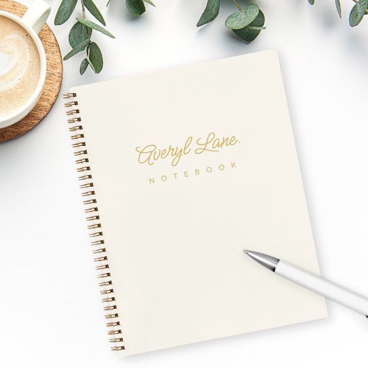 モノグラムクラシックエレガントアイボリーミニマル金ゴールドスクリプト ノートブック