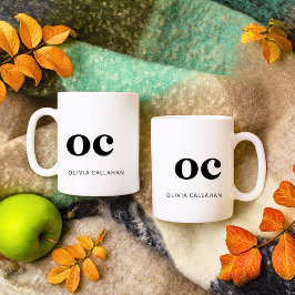 モノグラムクラシックエレガントシミニマルック白黒 コーヒーマグカップ