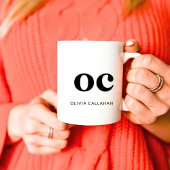 モノグラムクラシックエレガントシミニマルック白黒 コーヒーマグカップ