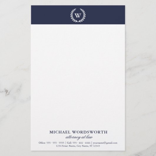 モノグラムクラシックエレガントプロフェッショナル文具 便箋 (正面)