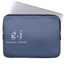 モノグラムクラシックエレガントミニマルダスティ青ホワイト