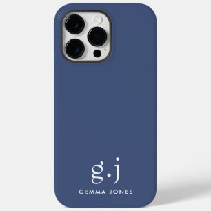 モノグラムクラシックエレガントミニマルダスティ青ホワイト Case-Mate iPhone 14 PRO MAXケース
