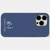 モノグラムクラシックエレガントミニマルダスティ青ホワイト Case-Mate iPhoneケース (裏面 (横))