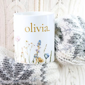 モノグラムクラシックエレガントワイルドフラワーフローラ コーヒーマグカップ