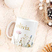 モノグラムクラシックエレガントワイルドフラワーフローラ コーヒーマグカップ