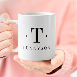 モノグラムクラシックエレガント白黒イニシャル名 コーヒーマグカップ