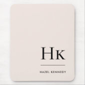 モノグラムクラシックエレガント赤面ピンクイニシャル マウスパッド (正面)