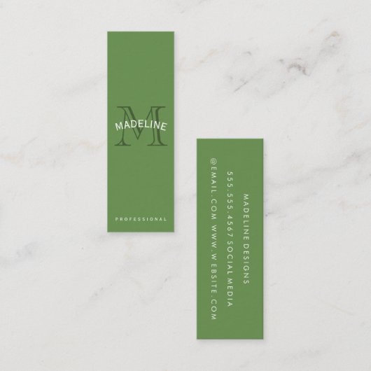 モノグラムクラシックグリーンウィザーク文字 スキニー名刺 (正面/裏面)