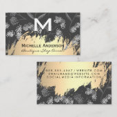 モノグラムクラシックトレンディーフローラルパターン 名刺 (正面/裏面)