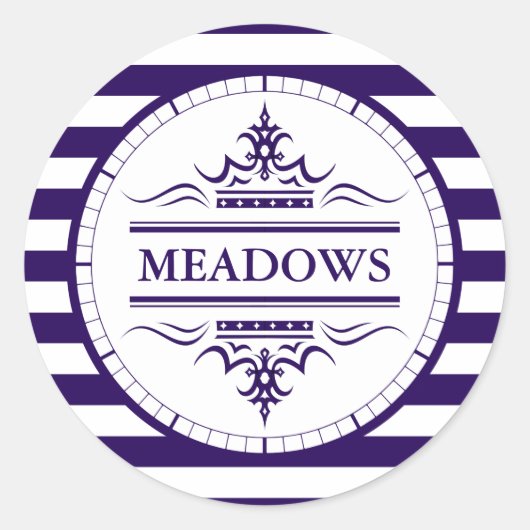 モノグラムクラシックネイビーエレガントシ航海のステッカー ラウンドシール (正面)