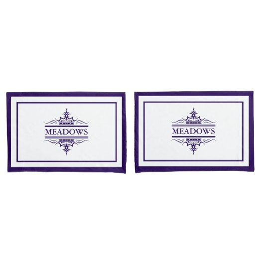 モノグラムクラシックネイビーブルー&ホワイト枕ローケース 枕カバー (フロントセット)