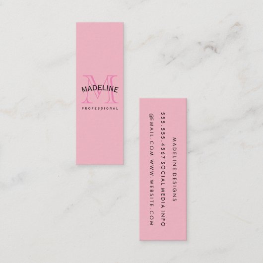 モノグラムクラシックピンクとアーク文字 スキニー名刺 (正面/裏面)