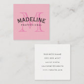 モノグラムクラシックピンクとアーク文字 スクエア名刺 (正面/裏面)