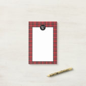 モノグラムクラシックポストイットノート付き赤い格子模様 ポストイット (デスク上)