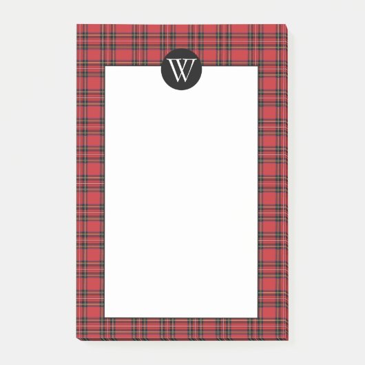 モノグラムクラシックポストイットノート付き赤い格子模様 ポストイット (正面)