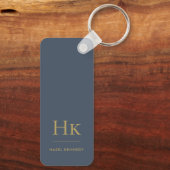 モノグラムクラシックモダンミニマル海軍と金ゴールド キーホルダー (裏面)