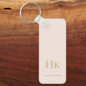 モノグラムクラシックモダン赤面金ゴールド名 キーホルダー (正面)