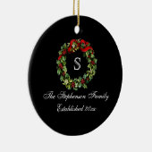 モノグラムクラシックリースホリーカスタムクリスマス セラミックオーナメント (右)