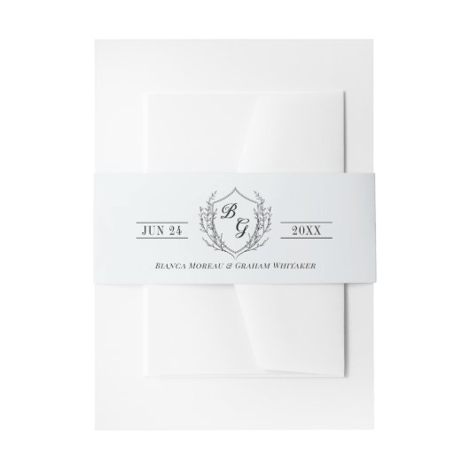 モノグラムクラシックヴィンテージクレスト淡い色のグクールレイ 招待状ベリーバンド (正面例)