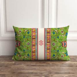 モノグラムクラシック付きグリーンチノワセリー枕 ランバークッション