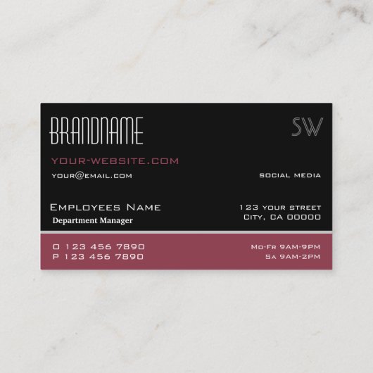 モノグラムクラシック付きブラックアンドバシンプルルガンディ 名刺 (裏面)