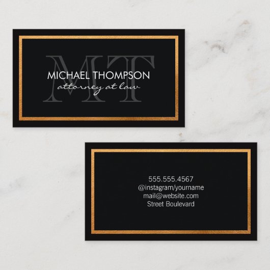 モノグラムクラシック付き金ゴールドトリム 名刺 (正面/裏面)