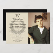 モノグラムクラシック写真の卒業発表 招待状 (正面/裏面)