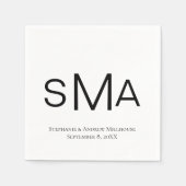 モノグラムクラシック白黒結婚ズナプキン スタンダードカクテルナプキン (正面)