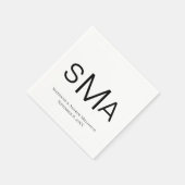 モノグラムクラシック白黒結婚ズナプキン スタンダードカクテルナプキン (角)