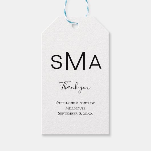 モノグラムクラシック白黒結婚ズ ギフトタグ (正面)