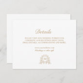 モノグラムクラシック金ゴールドおよびホワイトエンクロージャカード 招待状 (正面/裏面)