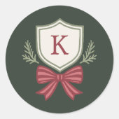 モノグラムクラスト グリーン レッド クリスマス 封筒 シール (正面)