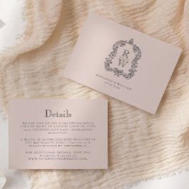 モノグラムクラスト・サーモンピンクの結婚式の詳細 エンクロージャーカード