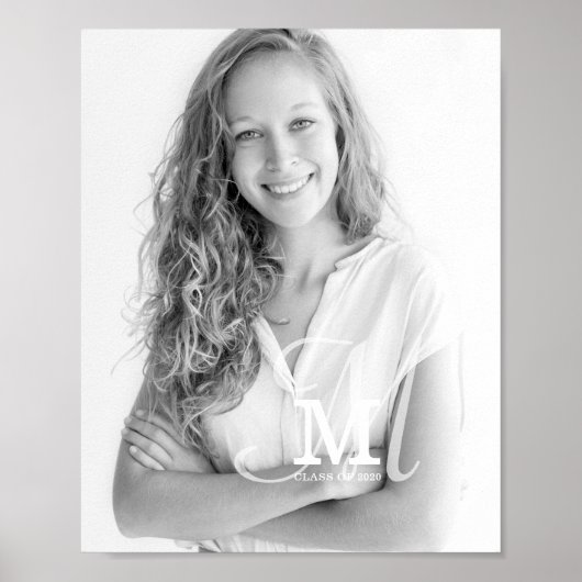 モノグラムクラス年カスタム写真卒業 ポスター (正面)