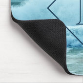 モノグラムクラッシュ波ブルー海ビーチ写真 マウスパッド (コーナー)