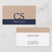 モノグラムクラフト印刷清潔ミッドナイトブルータイポ 名刺 (正面/裏面)