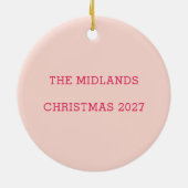 モノグラムクリスマスはっきりしたカラフルリース セラミックオーナメント (裏面)