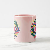 モノグラムクリスマスはっきりしたカラフルリース ツートーンマグカップ (中央)