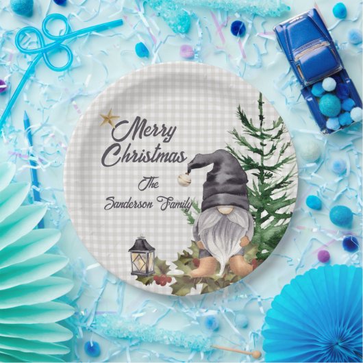 モノグラムクリスマスウォーターカラー格言エプロン ペーパープレート (パーティー)