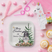 モノグラムクリスマスウォーターカラー格言エプロン ペーパープレート (パーティー)