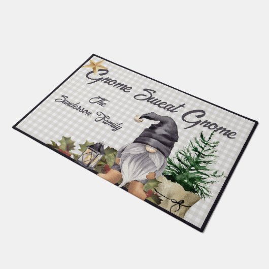 モノグラムクリスマスウォーターカラー格言 ドアマット (アングル)