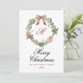 モノグラムクリスマスオレンジリースボウノンフォト シーズンカード (スタンド正面)