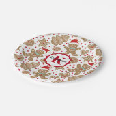 モノグラムクリスマスジンジャーブレッドマン ペーパープレート (アングル)