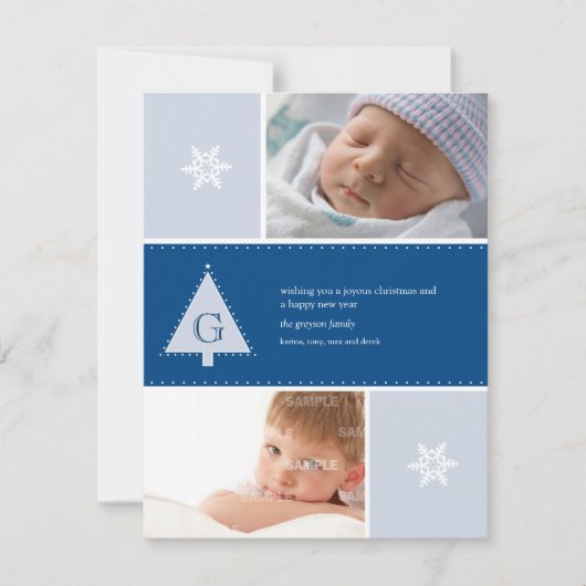 モノグラムクリスマスツリー写真 シーズンカード (正面)