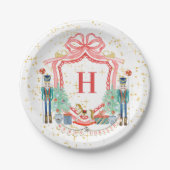 モノグラムクリスマスナツクラッカークレスト ペーパープレート (正面)