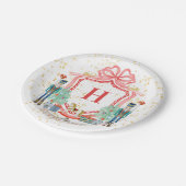 モノグラムクリスマスナツクラッカークレスト ペーパープレート (アングル)