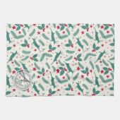 モノグラムクリスマスホリデーズデコールスタグホリーフォーク キッチンタオル (横)