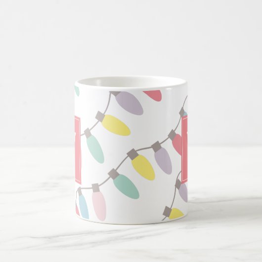 モノグラムクリスマスホリデーライトパターンコーヒーM コーヒーマグカップ (中央)