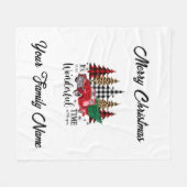 モノグラムクリスマスリトルレッドトラック フリースブランケット (正面(横))